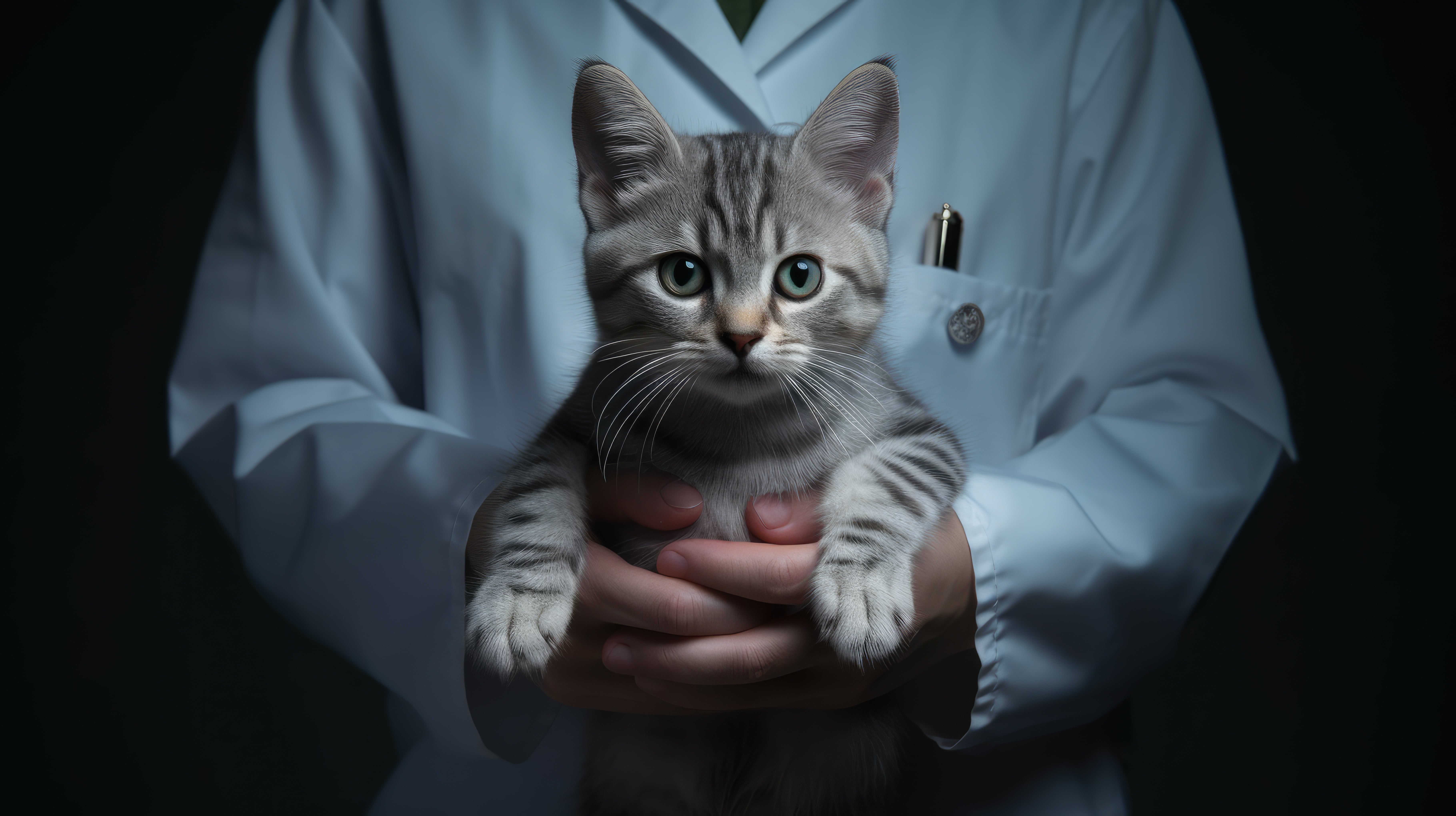 Cat being held