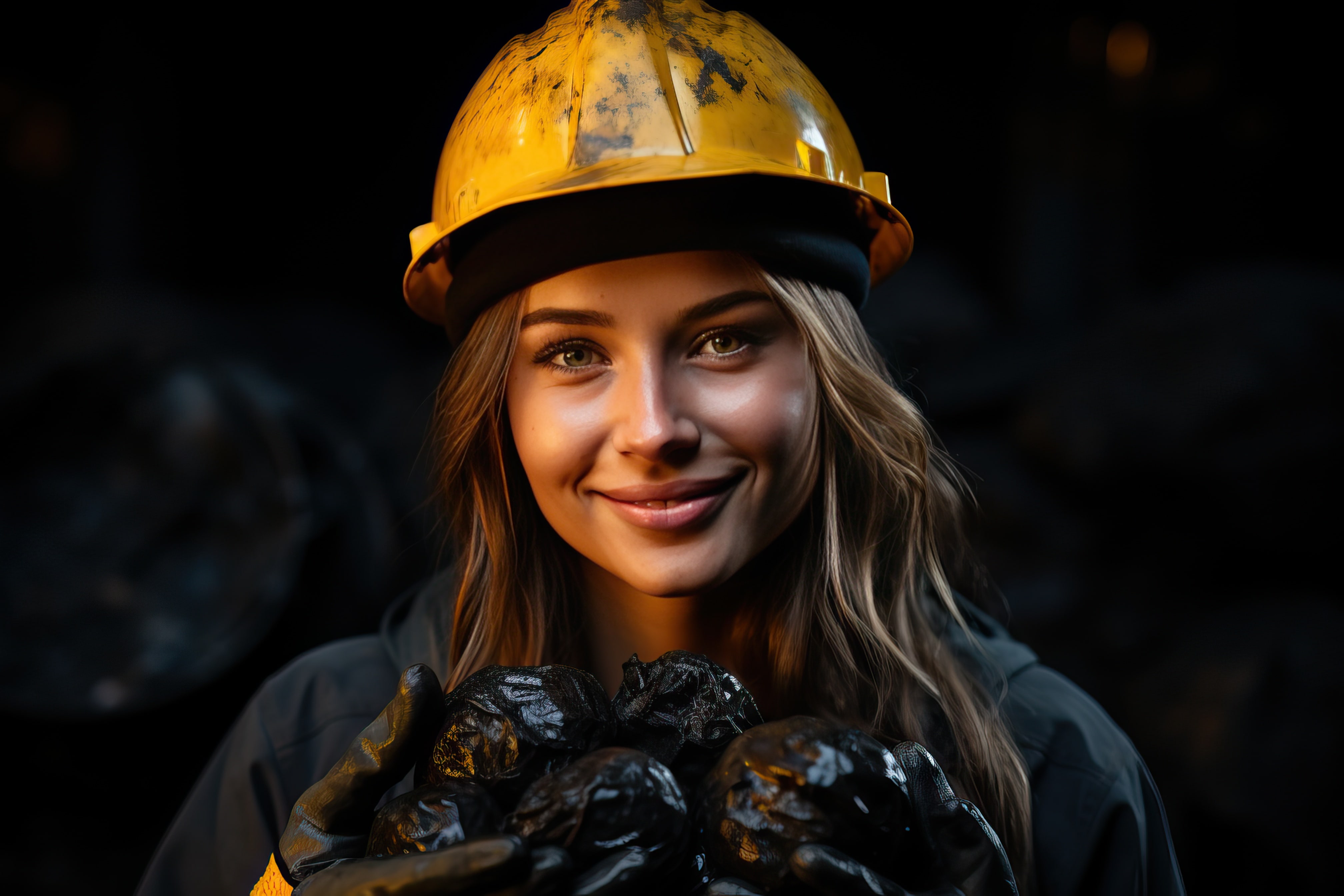 Girl holding coal